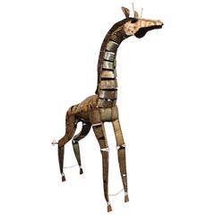 Brutalist Style Giraffe Sculpture in Welded Metal
