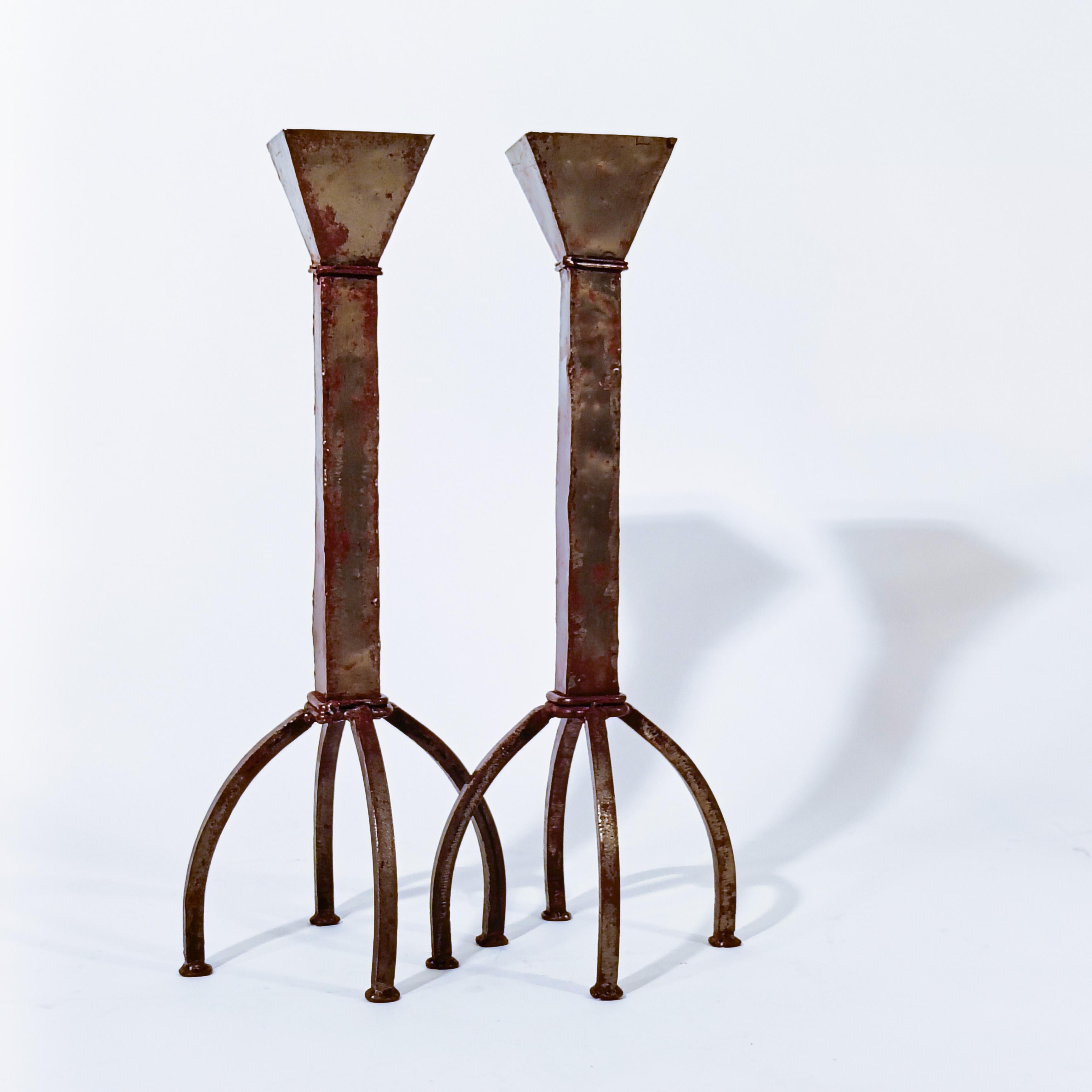 Spanish Brutalist style. Huge handmade candle holders by Ferro Art, Spain, 1960s For Sale