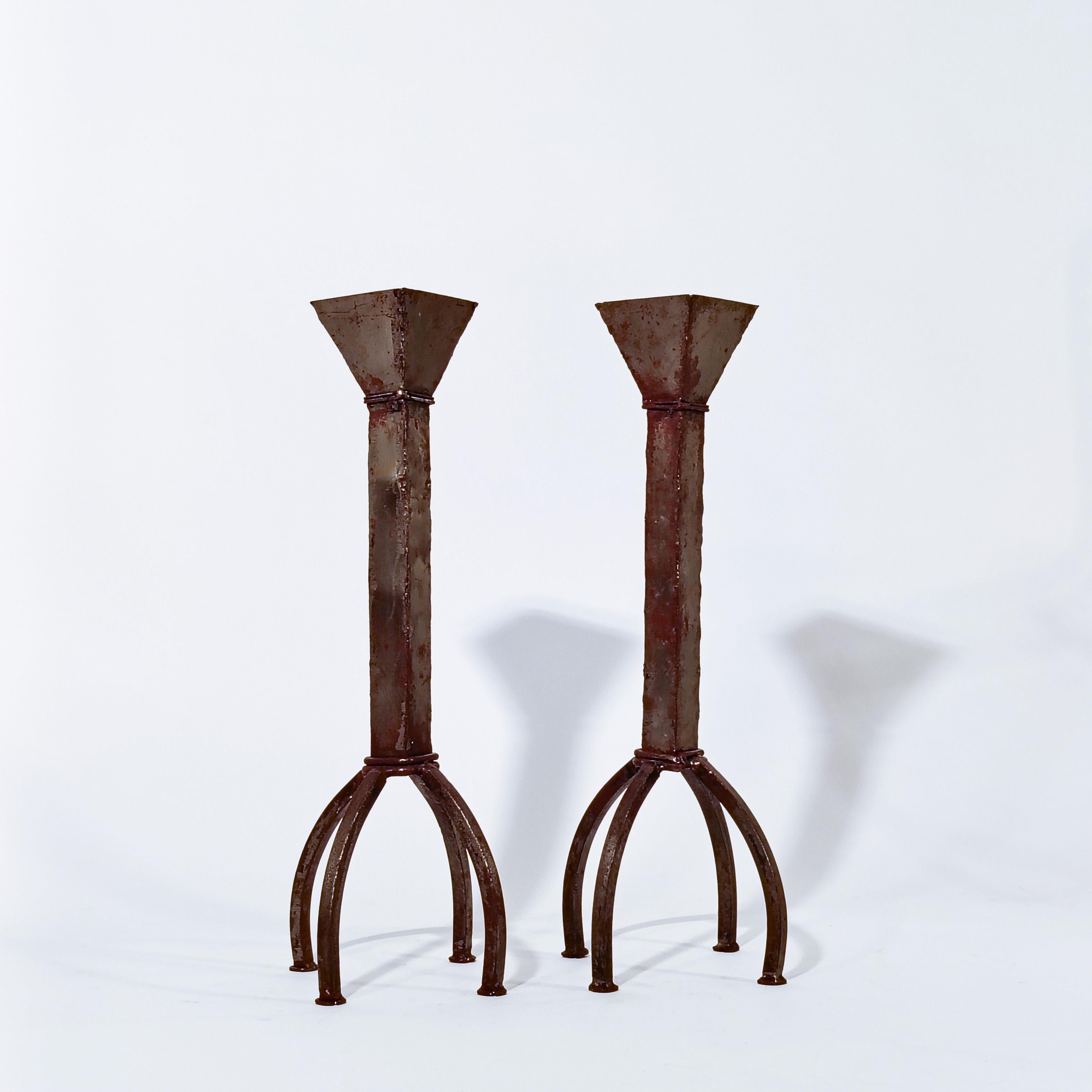 Brutalist style. Huge handmade candle holders by Ferro Art, Spain, 1960s In Good Condition For Sale In SANT ADRIÀ DE BESÒS, ES