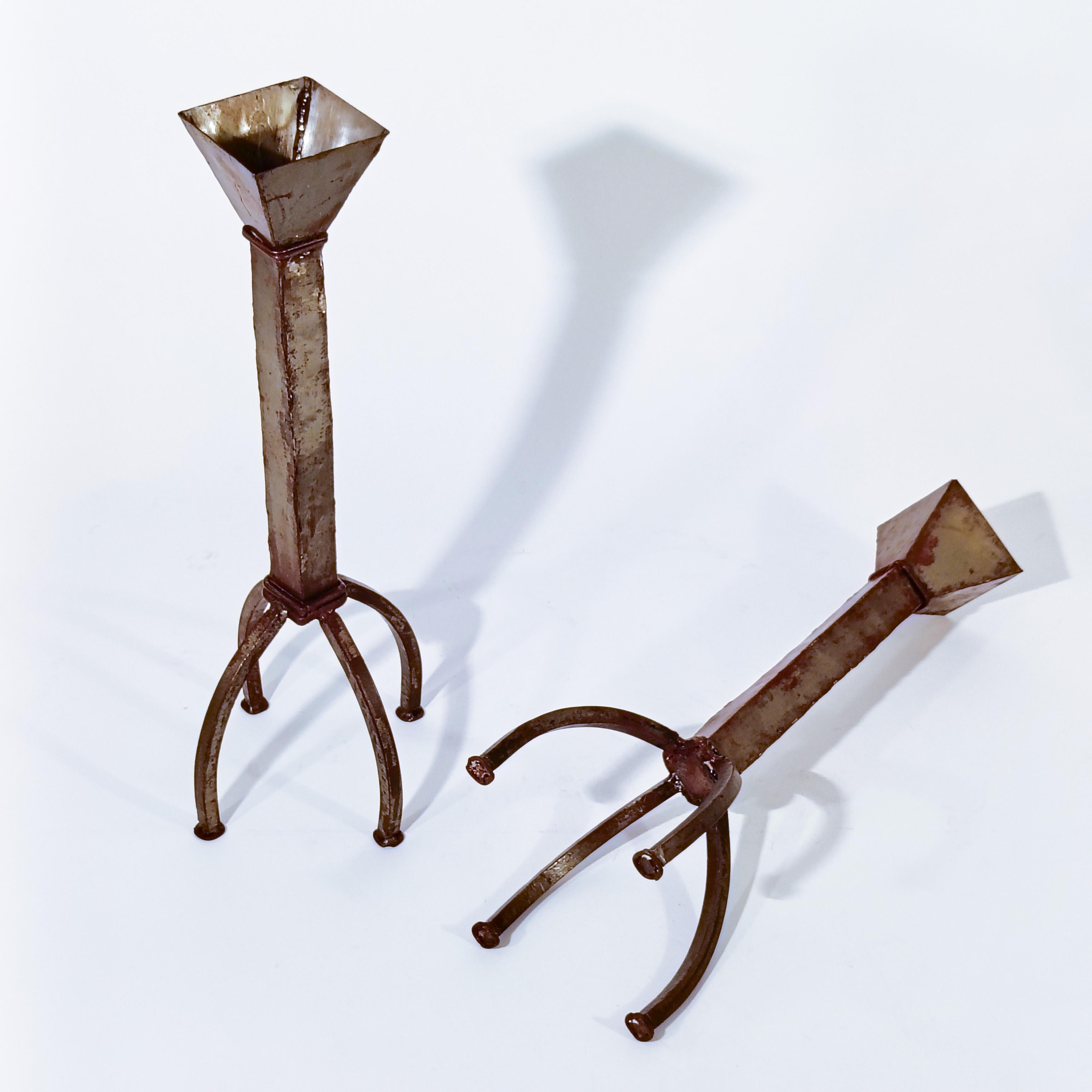 Iron Brutalist style. Huge handmade candle holders by Ferro Art, Spain, 1960s For Sale