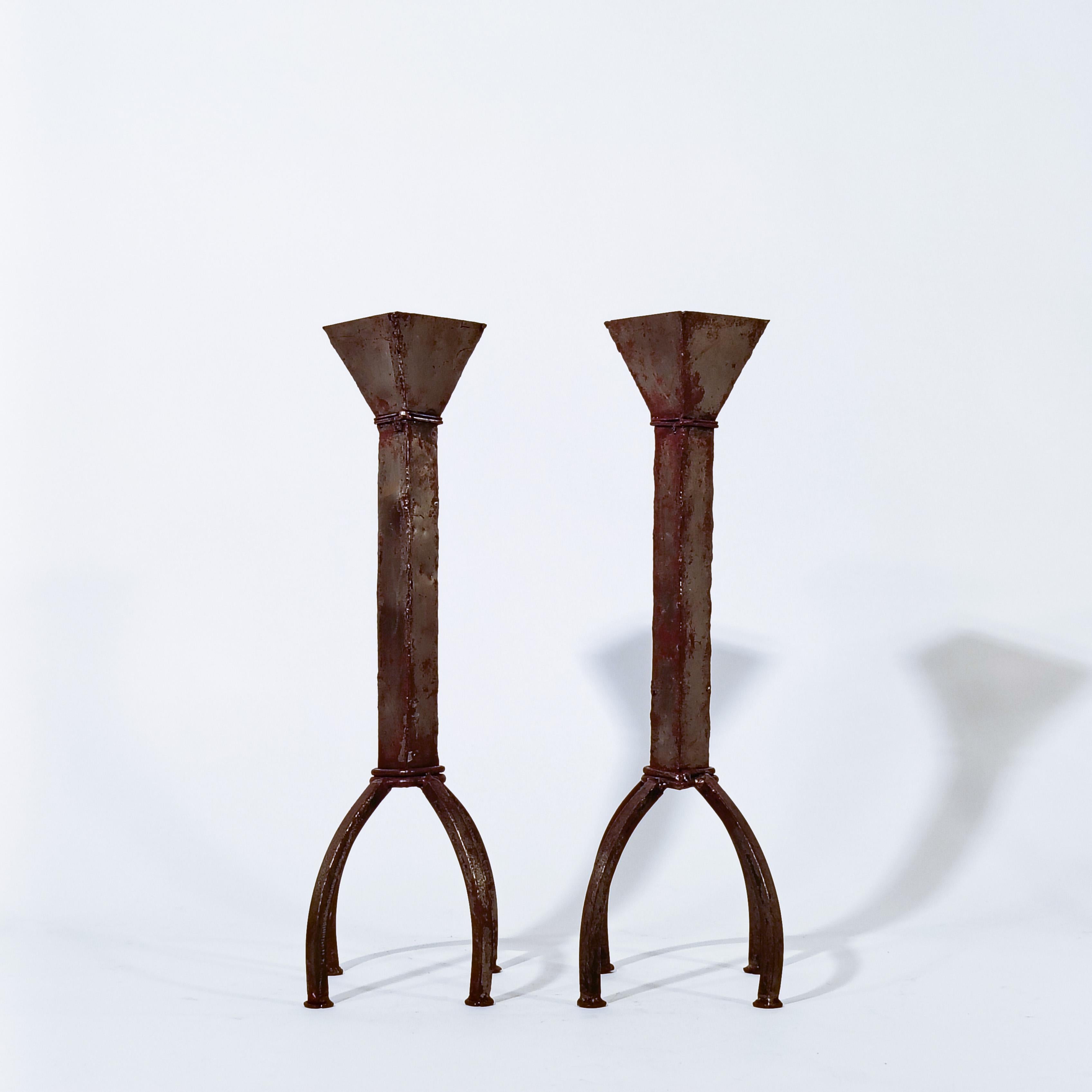 Brutalist style. Huge handmade candle holders by Ferro Art, Spain, 1960s For Sale 1