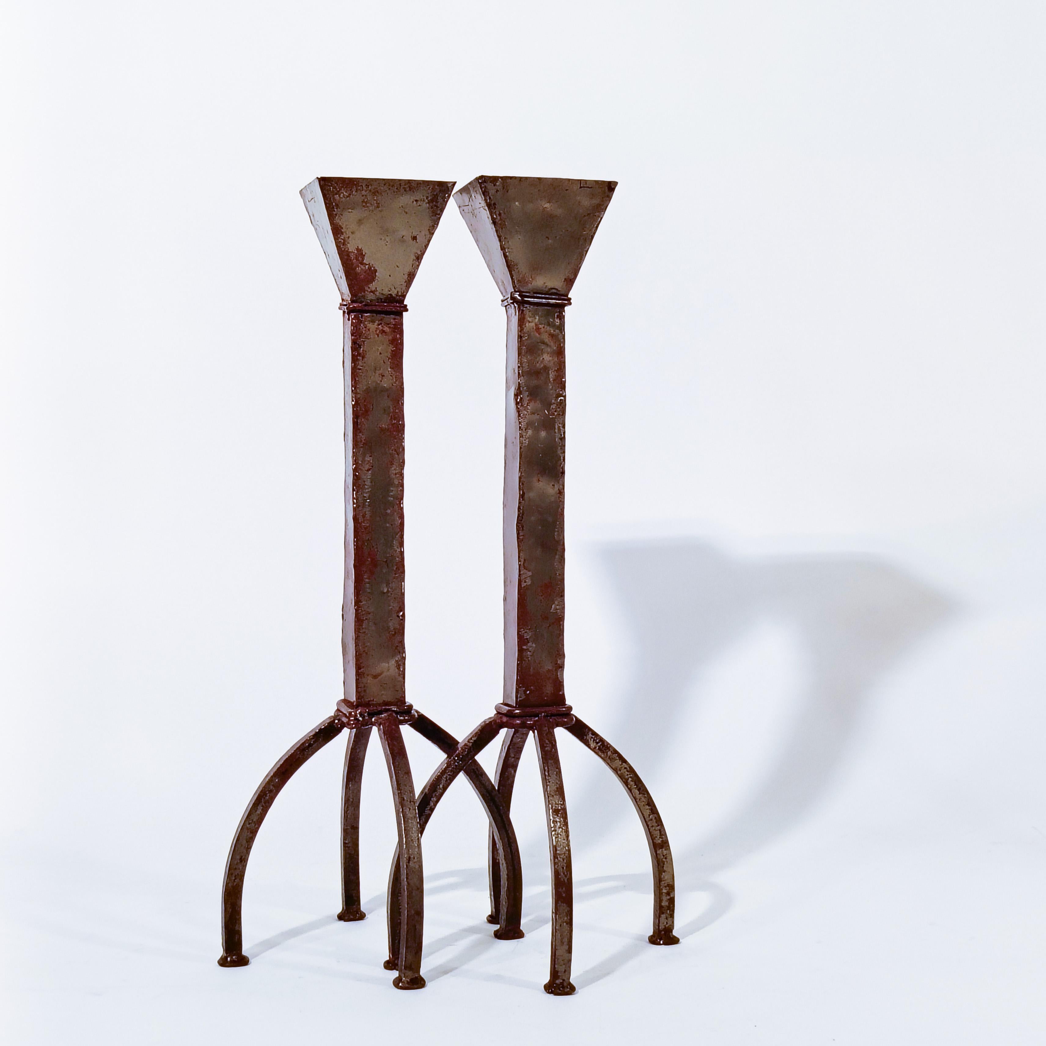 Brutalist style. Huge handmade candle holders by Ferro Art, Spain, 1960s For Sale 2