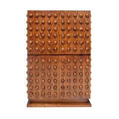 Brutalist Style Italian Dry Bar made of Wood and Glass, Drinks Cabinet