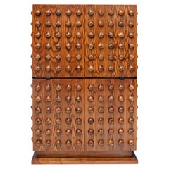 Brutalist Style Italian Dry Bar made of Wood and Glass, Drinks Cabinet