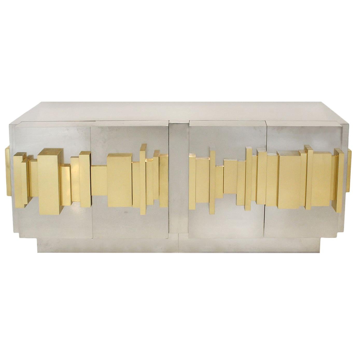 Brutalist Style Italian Sideboard Designed by L.A. Studio For Sale