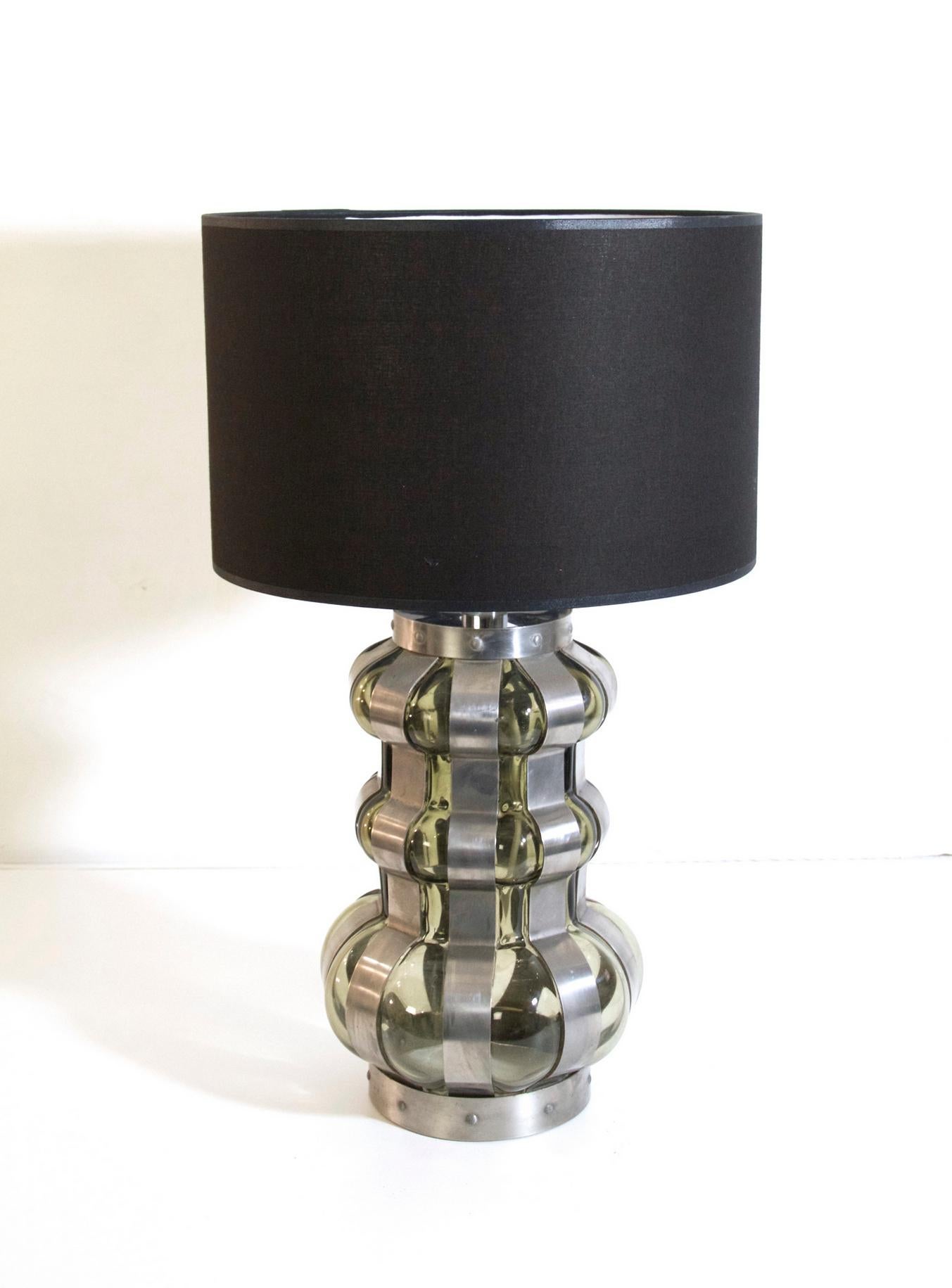 Metal Brutalist Style Italian Table Lamp, 1960s For Sale