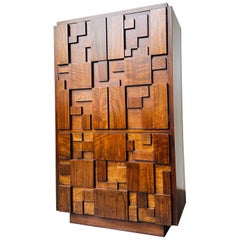 Brutalist Style Lane Furniture Staccato Highboy Dresser
