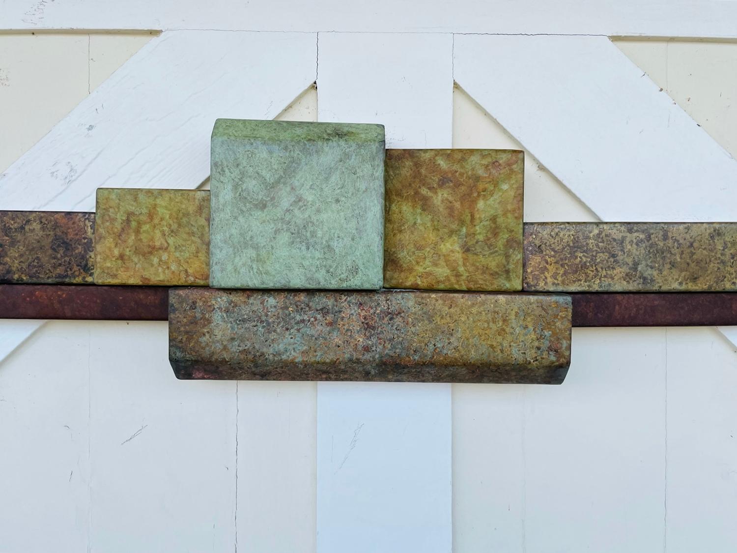 North American Brutalist Style Long Brass Wall Sculpture