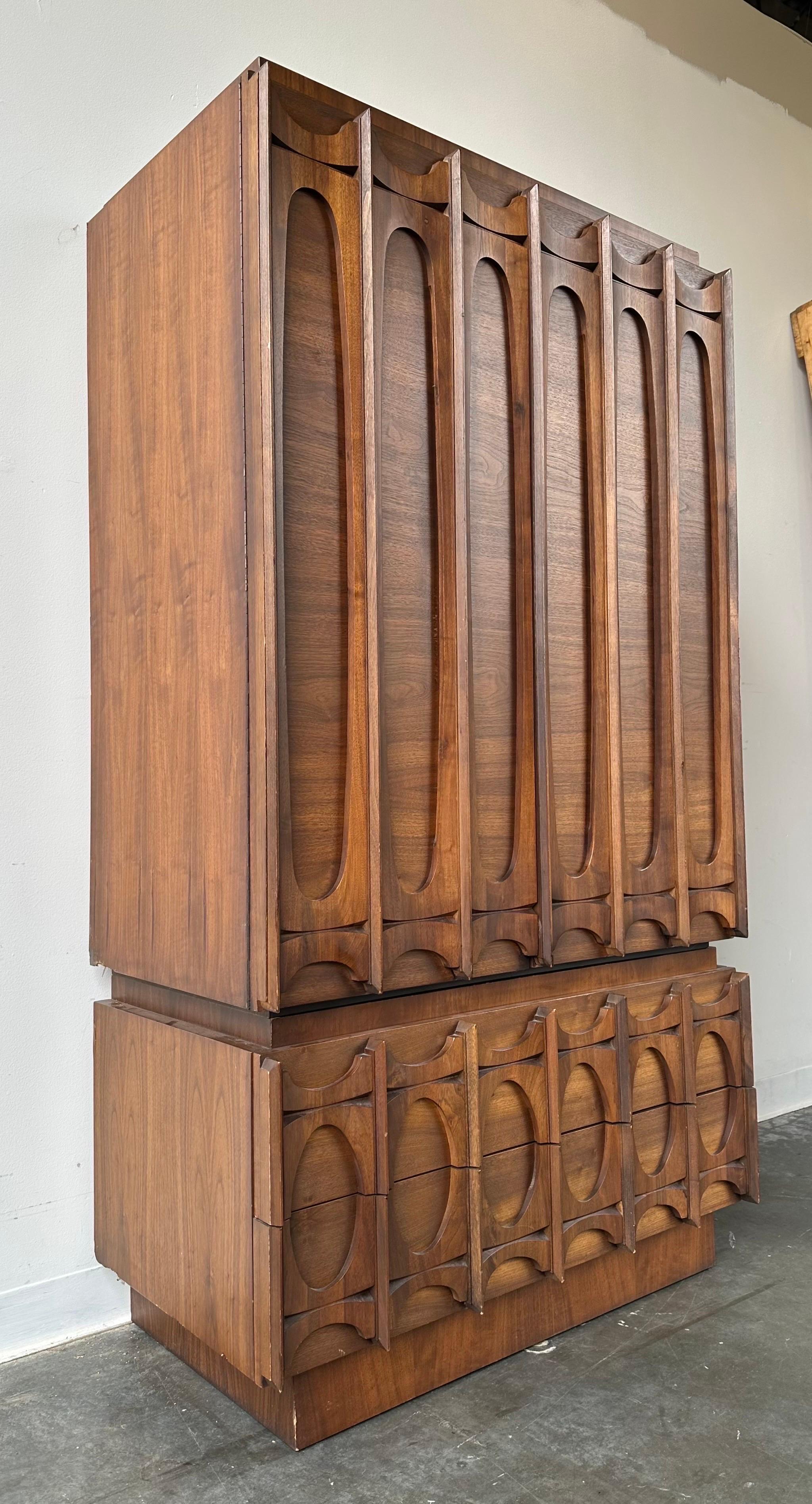 Woodwork Brutalist Style MCM Dresser from the Tobago Series