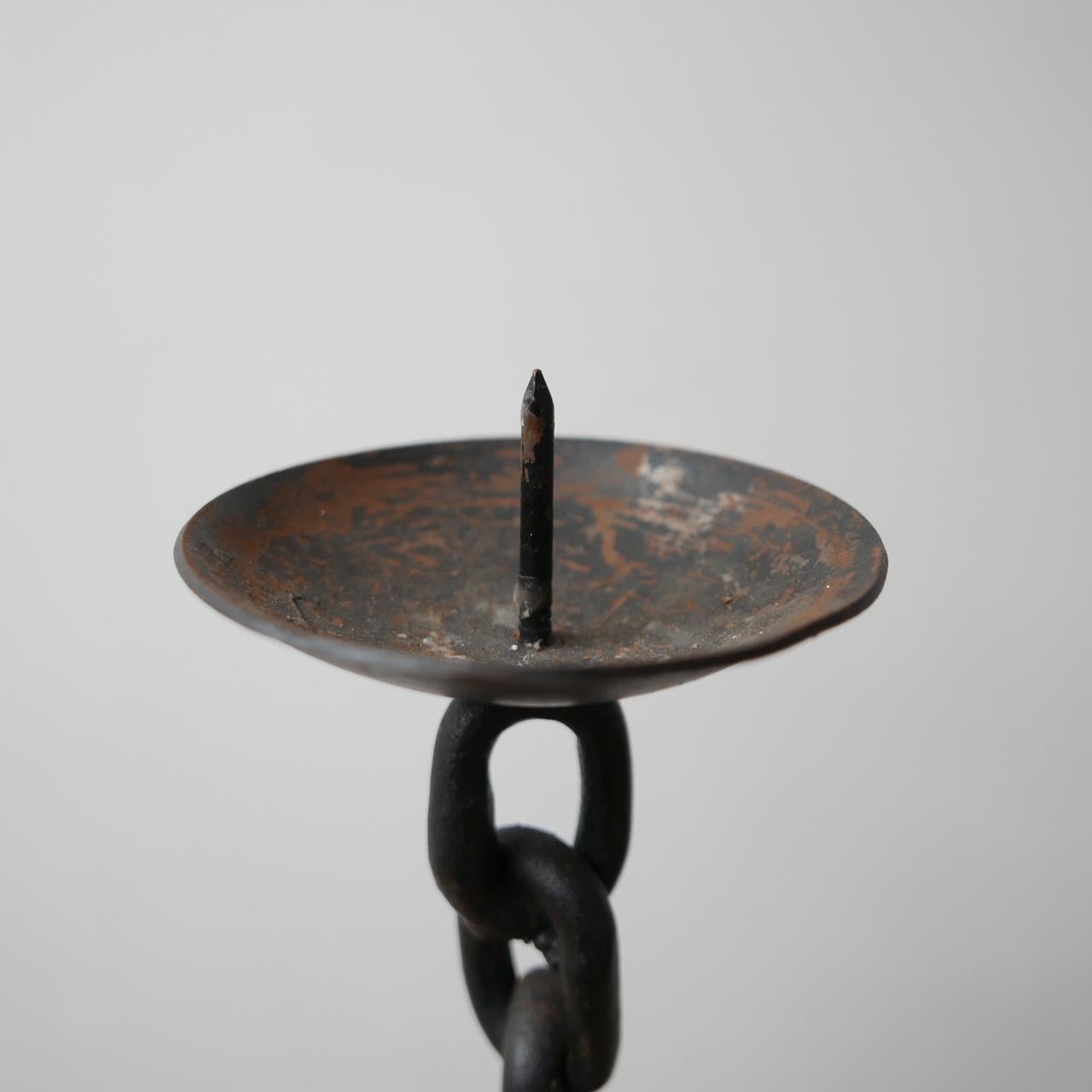 Brutalist Style Midcentury Chain Candlestick In Excellent Condition For Sale In London, GB