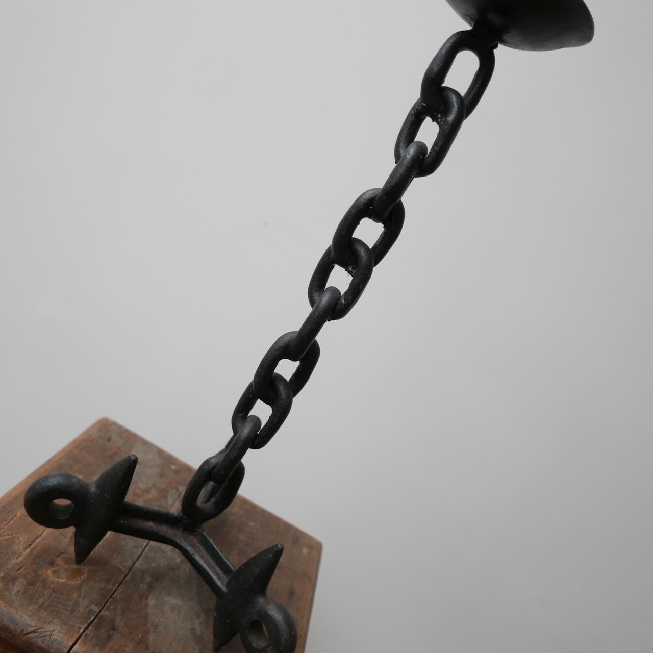 Metal Brutalist Style Midcentury Chain Candlestick For Sale