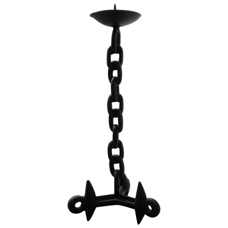 Brutalist Style Midcentury Chain Candlestick For Sale