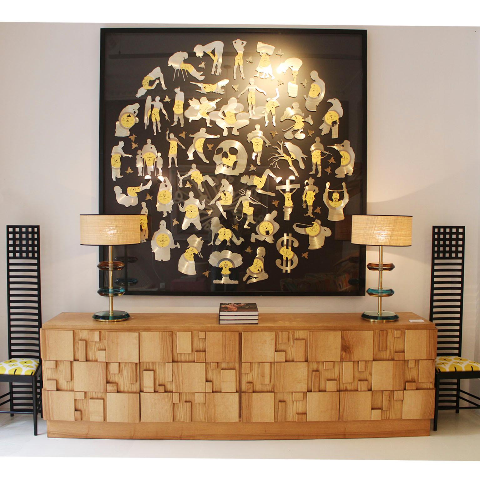 Großes handgeschnitztes italienisches Sideboard aus Eiche im brutalistischen Stil im Angebot 3