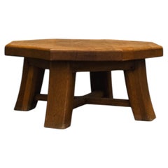 Brutalist Style Octagonal Solid Oak Coffee Table, 1970s