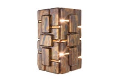 Brutalist Style Oxidized Finish and Brass Metal Wall Light