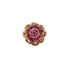 Brutalist Style Ruby Dome Ring 14K Yellow Gold