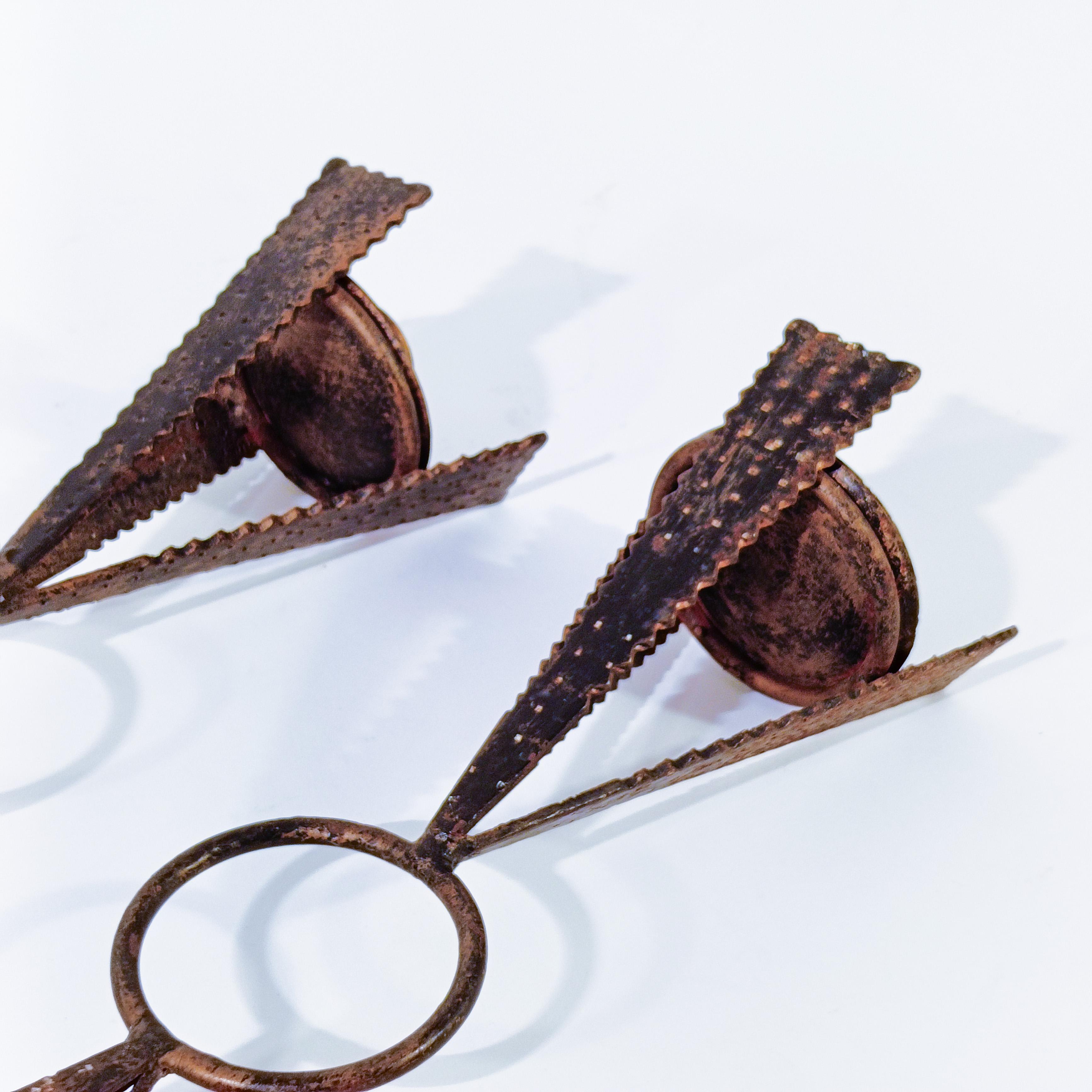 Brutalist style. Sculptural candle holders by Ferro Art, Spain, 1950s For Sale 7