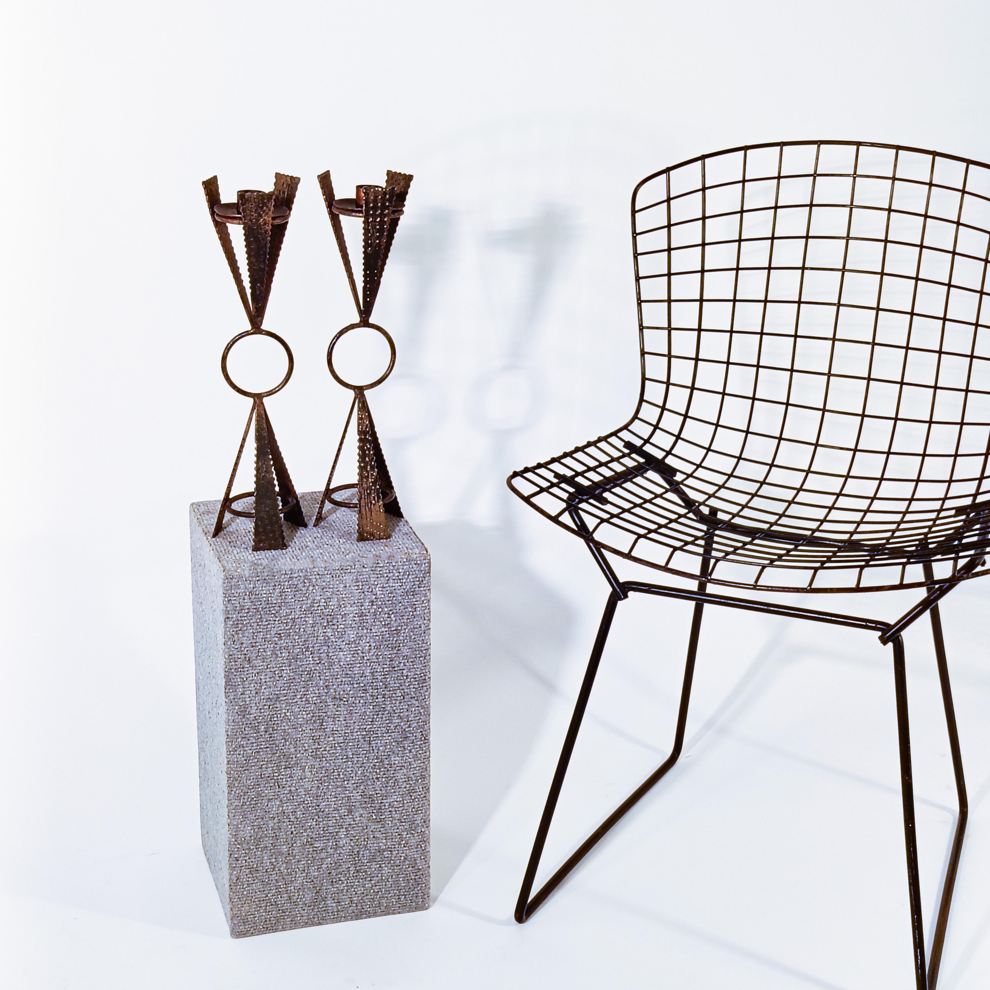 Brutalist style. Sculptural candle holders by Ferro Art, Spain, 1950s For Sale 1