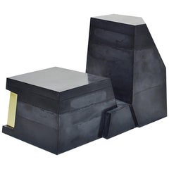 Brutalist Style Sedimento coffee table in concrete and brass