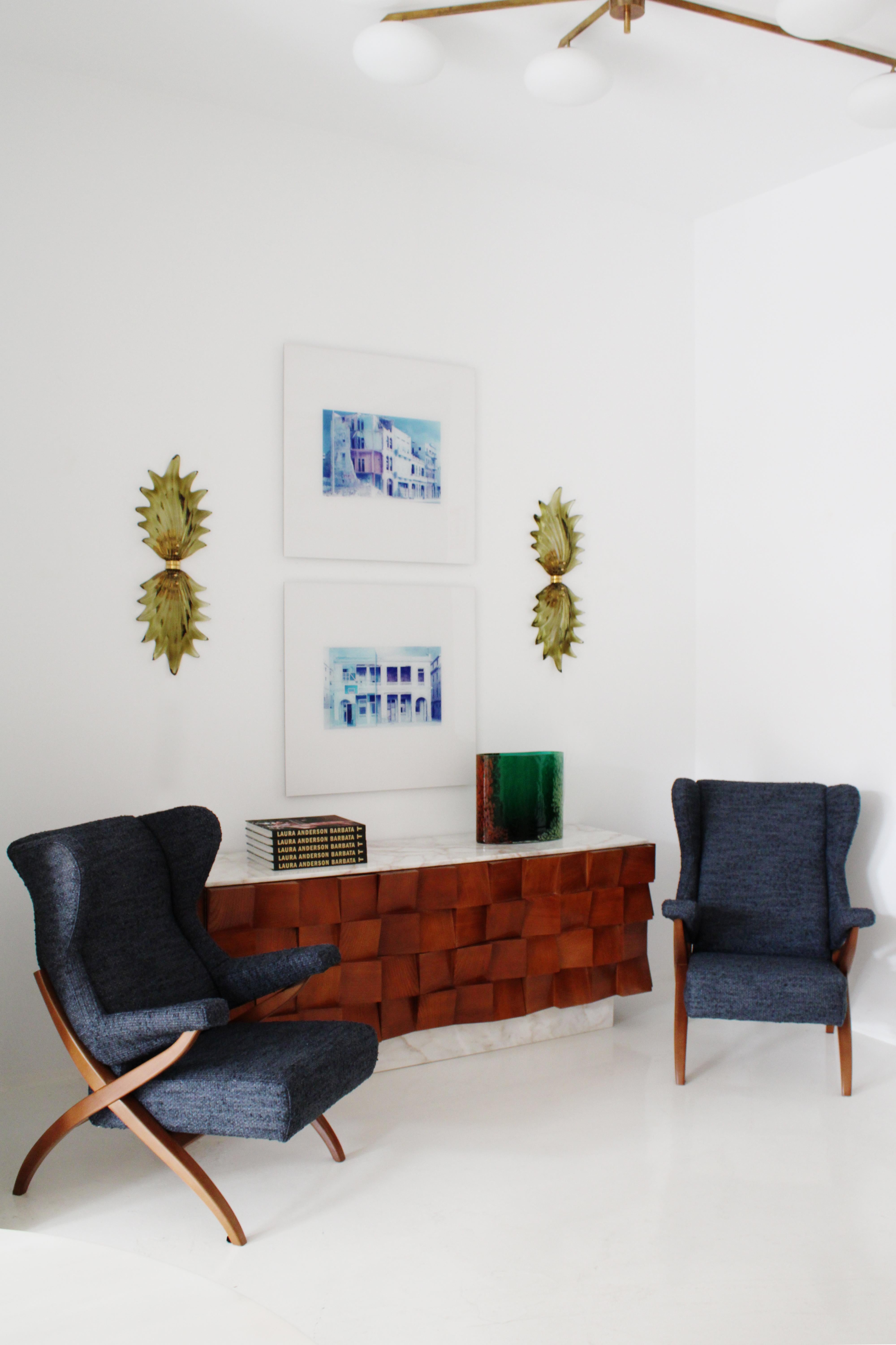 Buffet de style brutaliste en bois massif et marbre de Sienne en vente 4