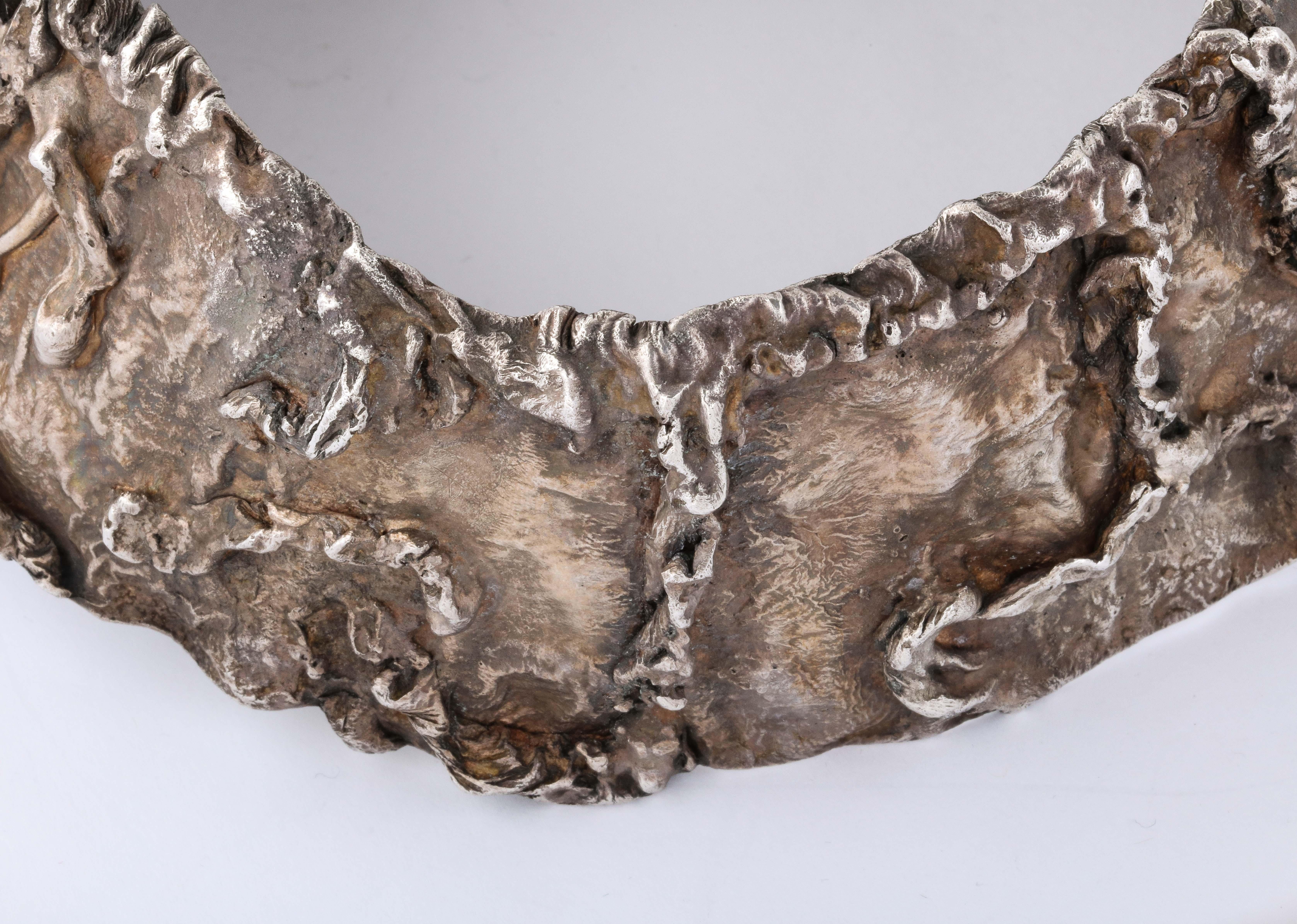 Brutalist Style Silver Citrine Collar Necklace by Ana For Sale 5