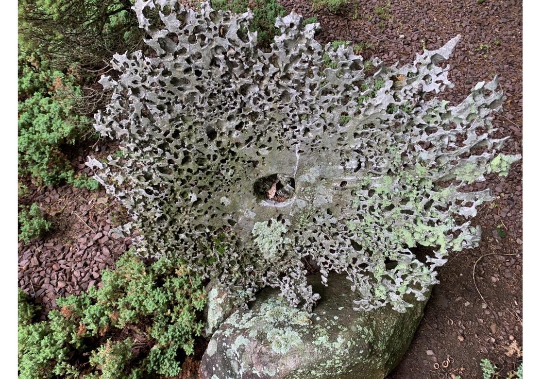 American Brutalist Style Slag Metal Flower Form Garden Sculpture
