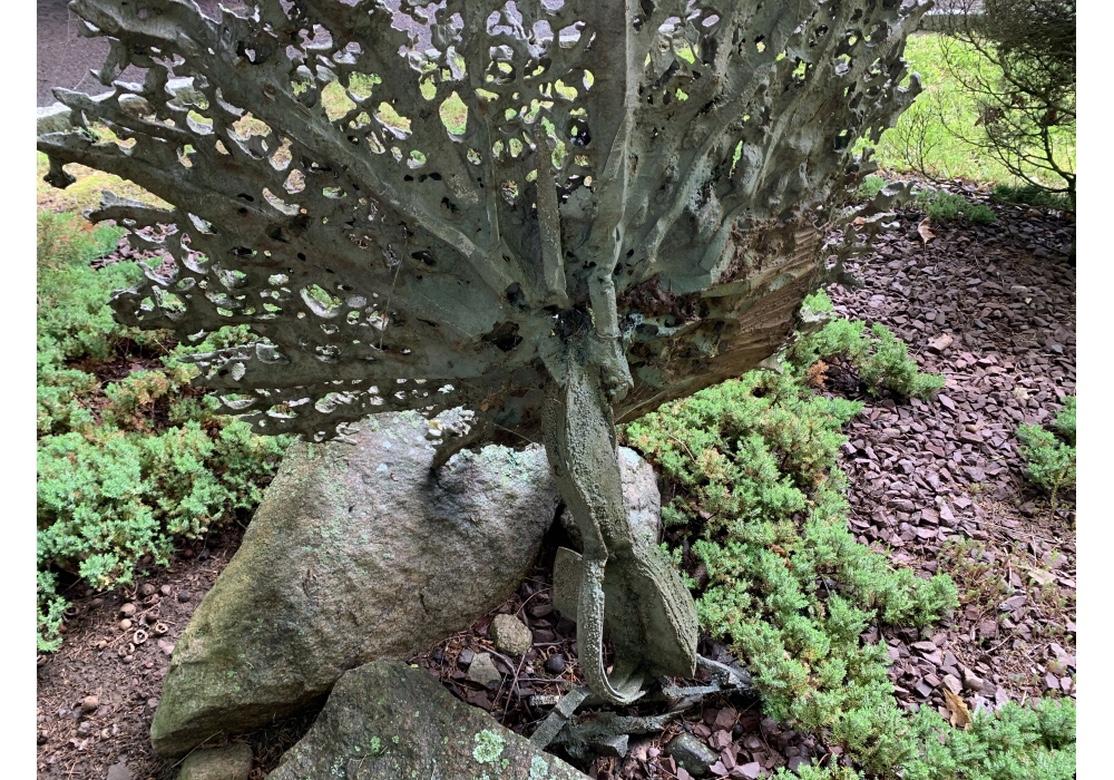 20th Century Brutalist Style Slag Metal Flower Form Garden Sculpture