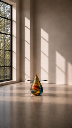 Contemporary Colored Resin Drop Coffee Table with Glass Top by Sergio Vulpe