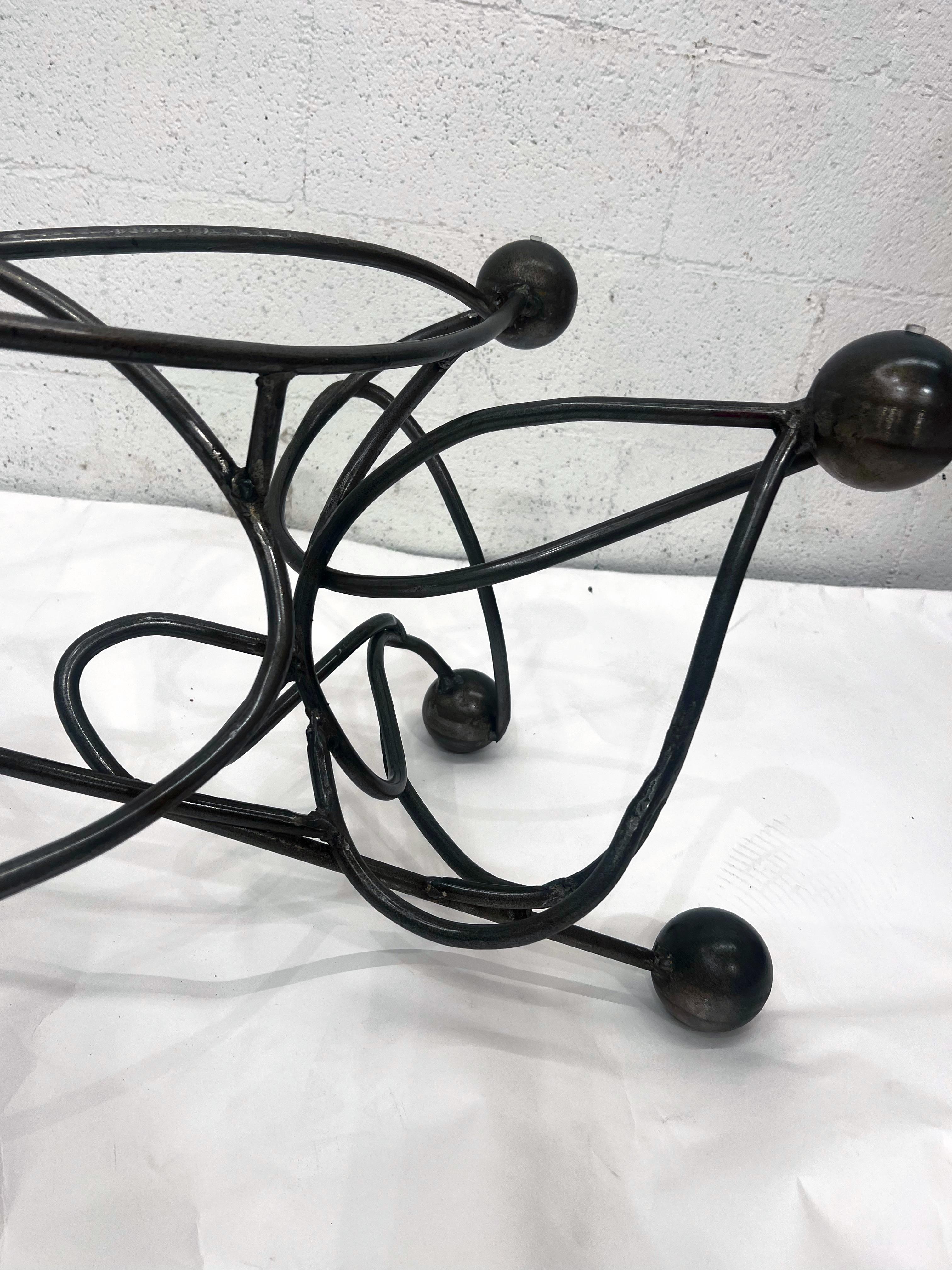 Brutalist Style Steel and Glass Coffee Table For Sale 1