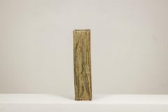 Brutalist-style stoneware vase with plant decoration. 1970s.