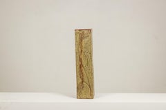 Brutalist-style stoneware vase with plant decoration. 1970s.