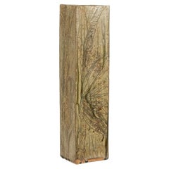 Brutalist-style stoneware vase with plant decoration. 1970s.