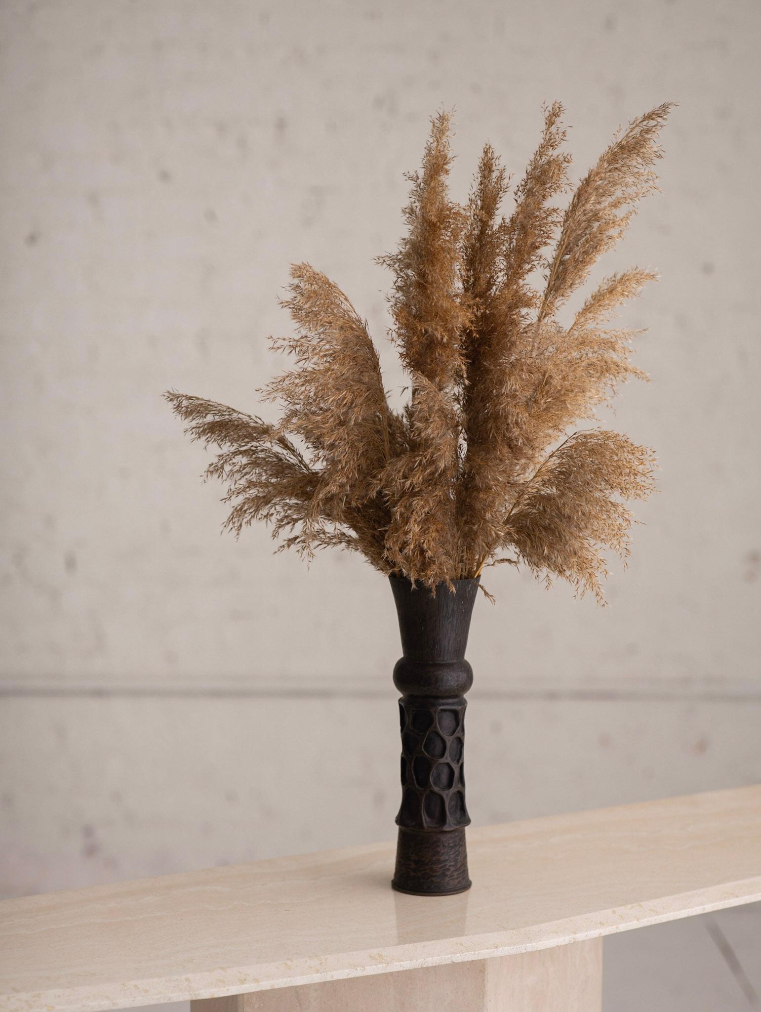 Metal Brutalist Style Trench Art Vase