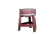 Brutalist Style, Tripod Butcher's Chopping Block, Natural Wood, circa 1900