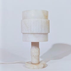 Brutalist style. Turned veined alabaster table lamp, Spain, 1950s
