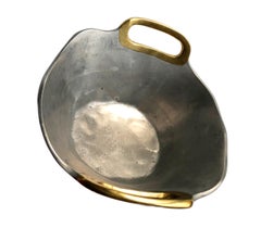 Ciotola vintage in stile brutalista in ottone e alluminio di David Marshall, circa anni '70