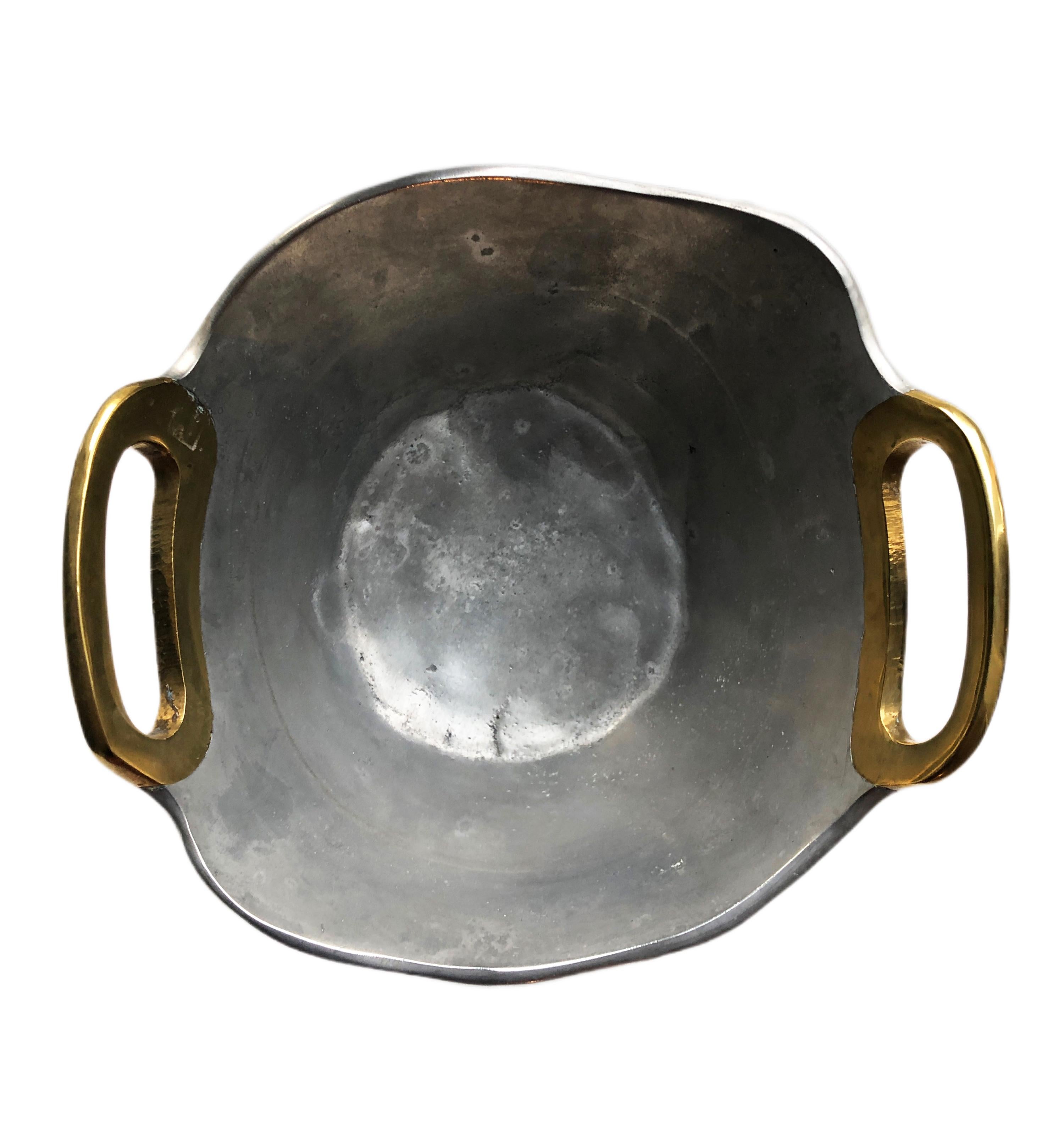 Spanish Brutalist Style Vintage Bowl in Brass Aluminium by David Marshall, Circa 1970s For Sale