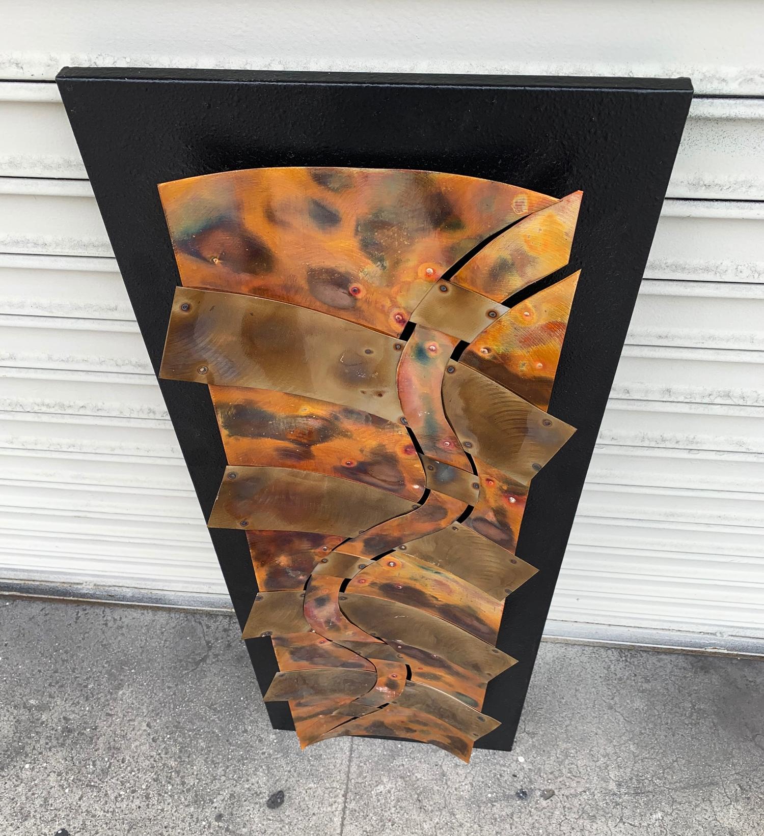 Unknown Brutalist Style Wall Sculpture in Copper For Sale