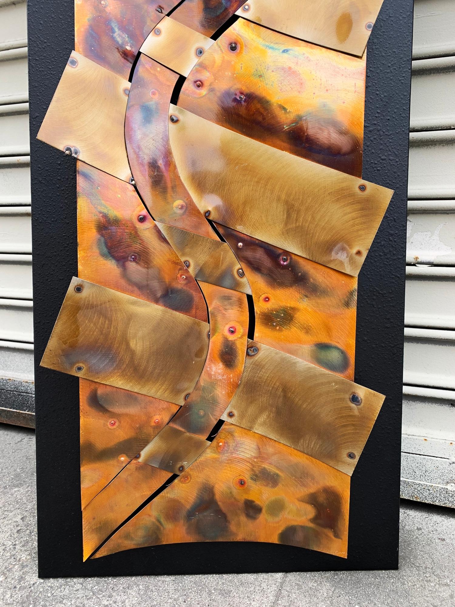 Brutalist Style Wall Sculpture in Copper In Good Condition For Sale In Los Angeles, CA