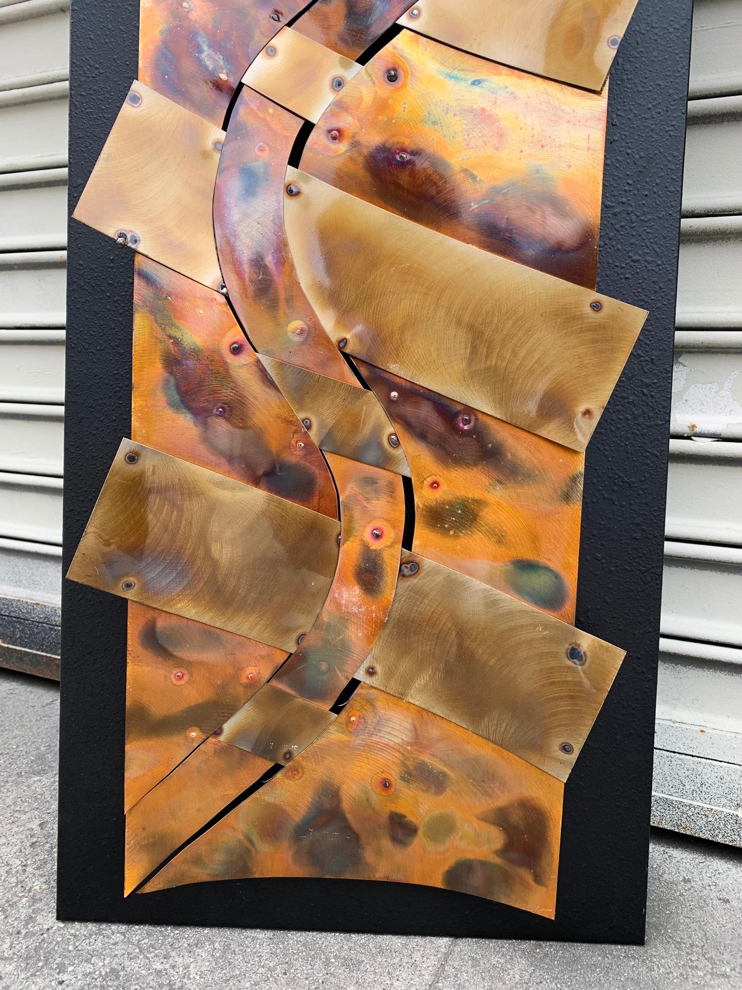 Contemporary Brutalist Style Wall Sculpture in Copper For Sale