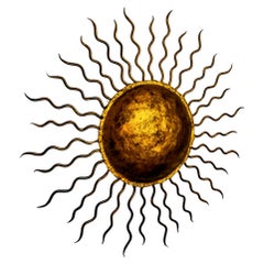 Applique brutalista, metallo dorato a foglia d'oro, Italia, 1970