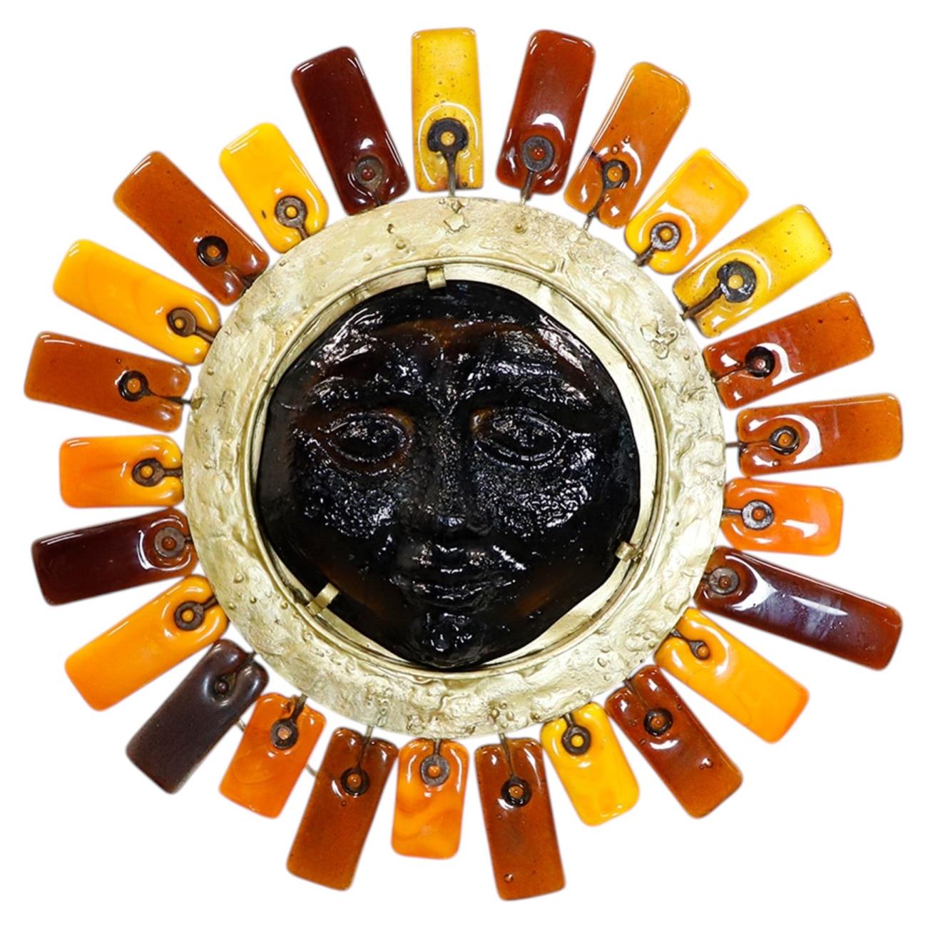 Brutalist Sun Wall Sculpture by Felipe Delfinger, circa 1970