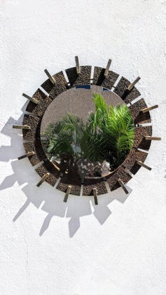 Brutalist Sunburst Iron Mirror, 1960s