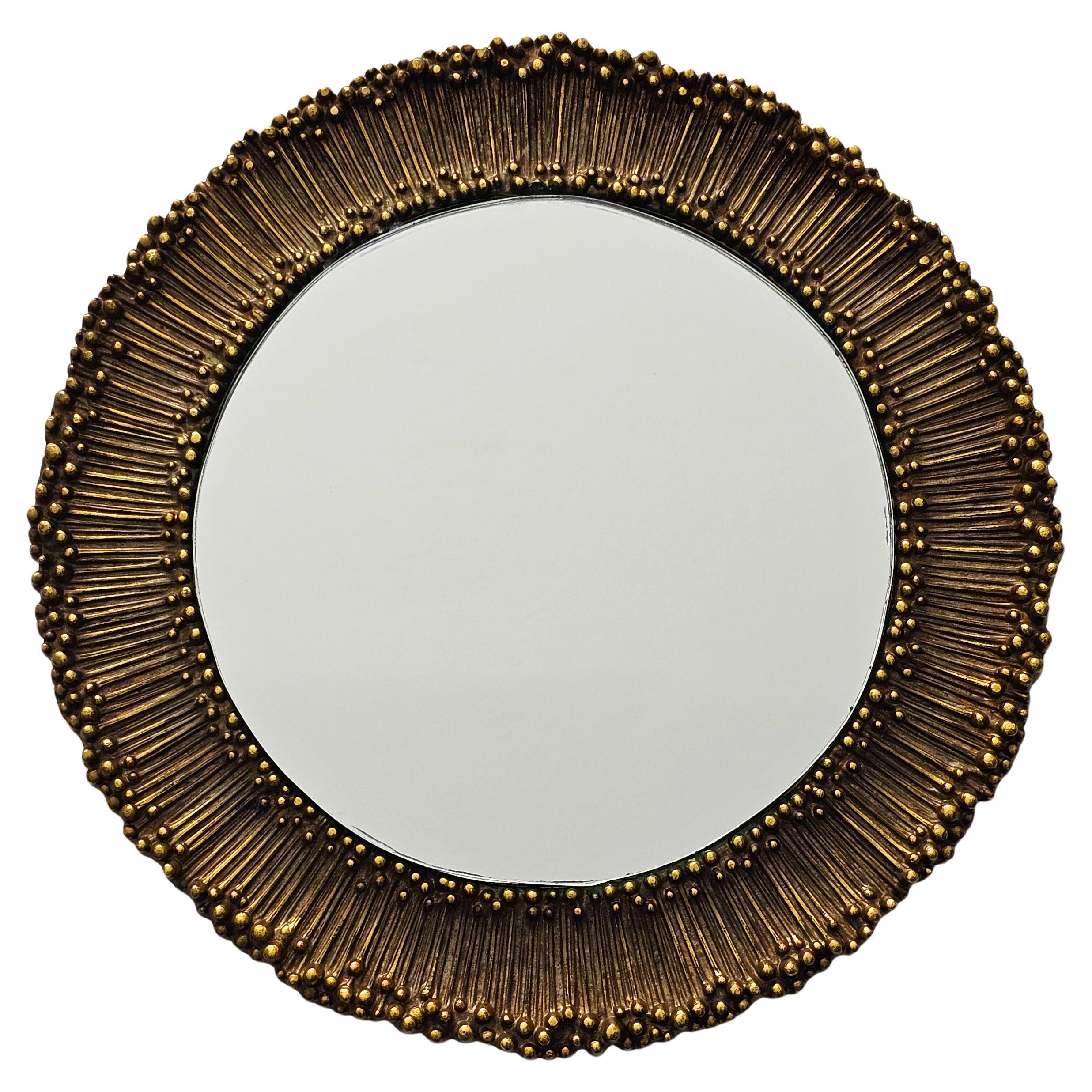 Brutalist Sunburst Mirror done in Bronze // Austria 1960s