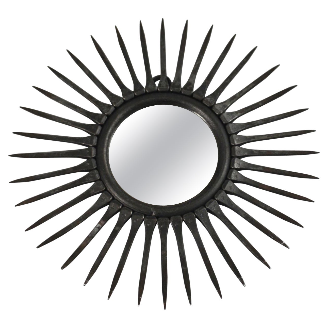 Specchio brutalista in ferro battuto, Francia, anni 
50 in vendita