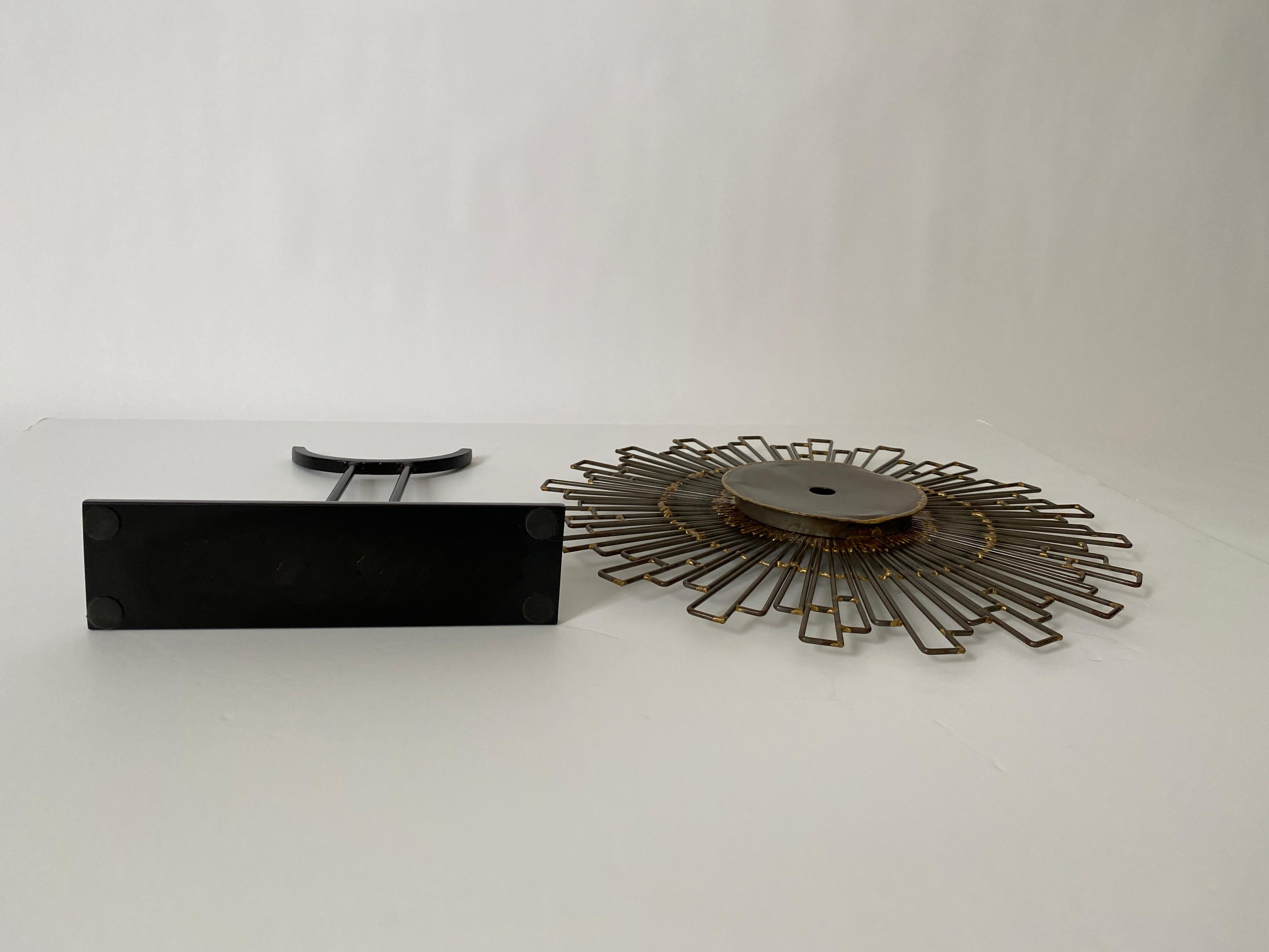 Brutalist Sunburst Mirror on Stand For Sale 6