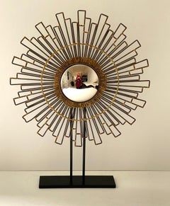 Brutalist Sunburst Mirror on Stand