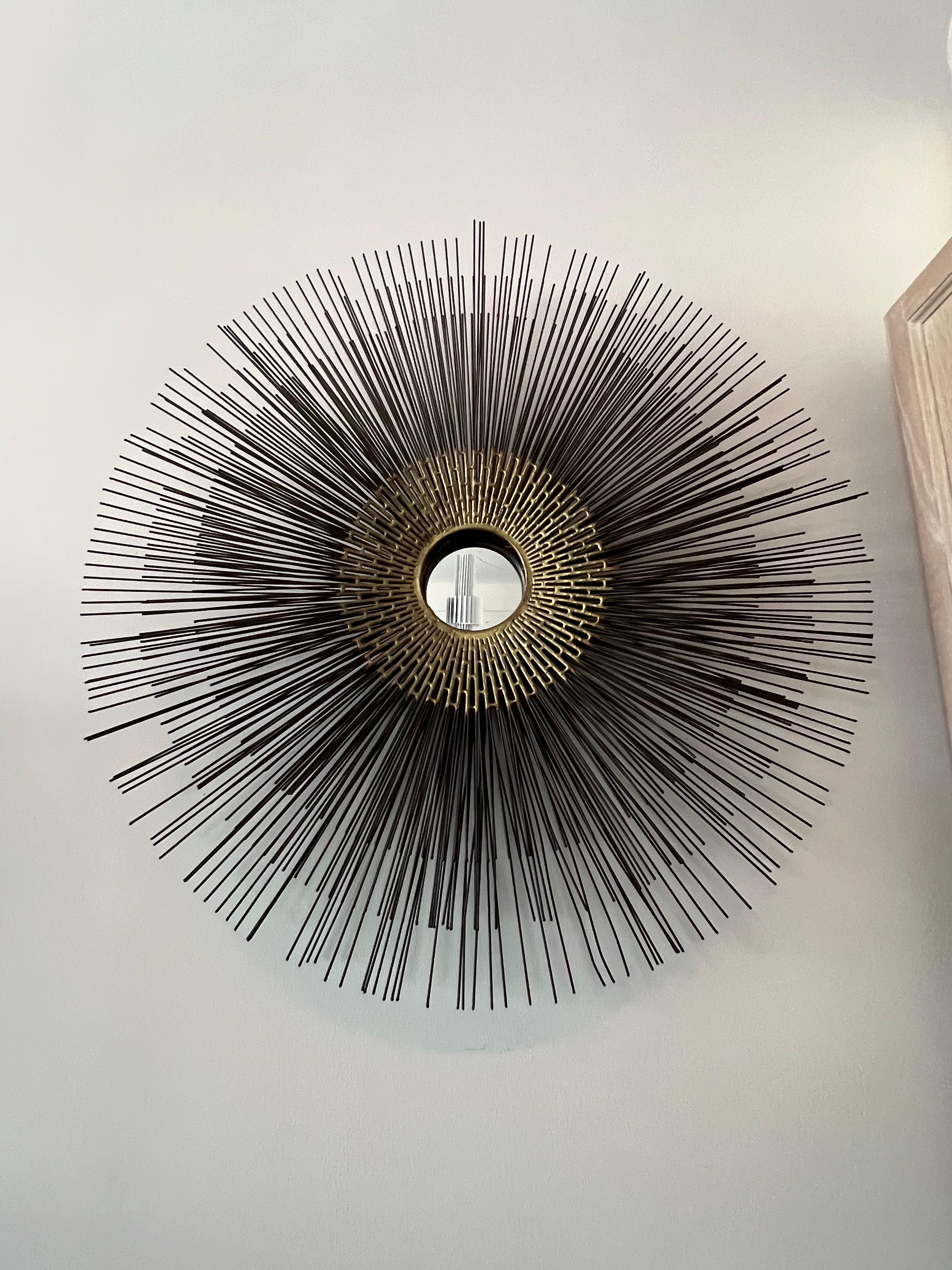 Miroir mural brutaliste Sunburst de William Friedle, 1970 en vente 4