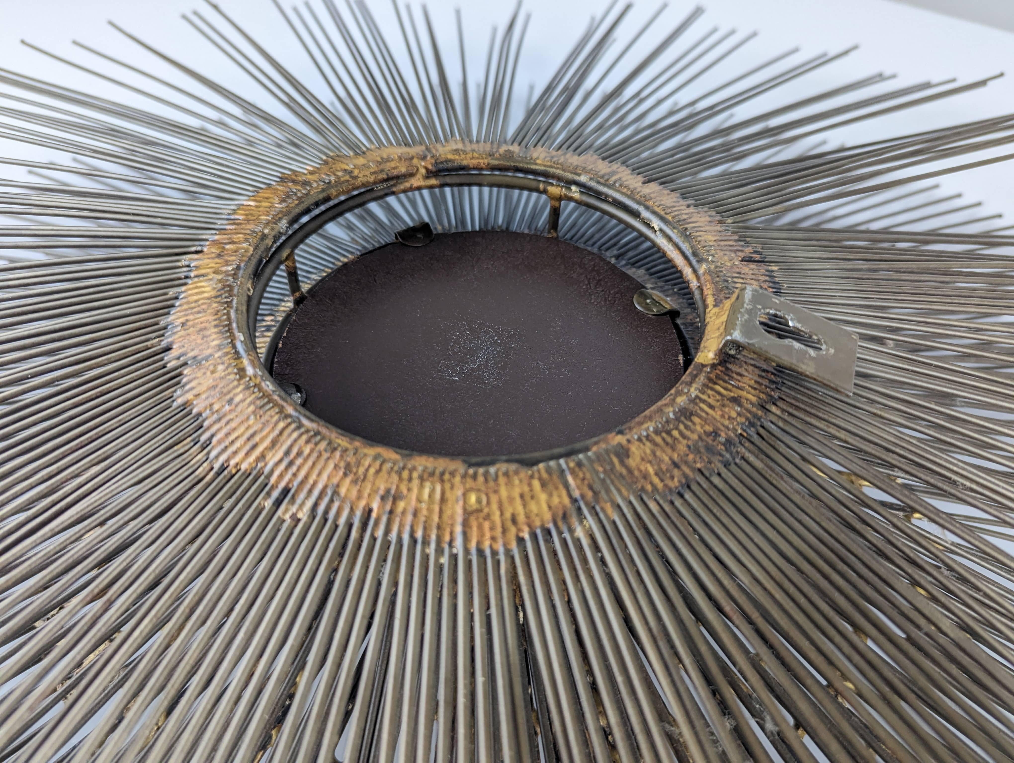 Brutalist Sunburst Wall Sculpture Mirror by William Friedle, 1970s 6
