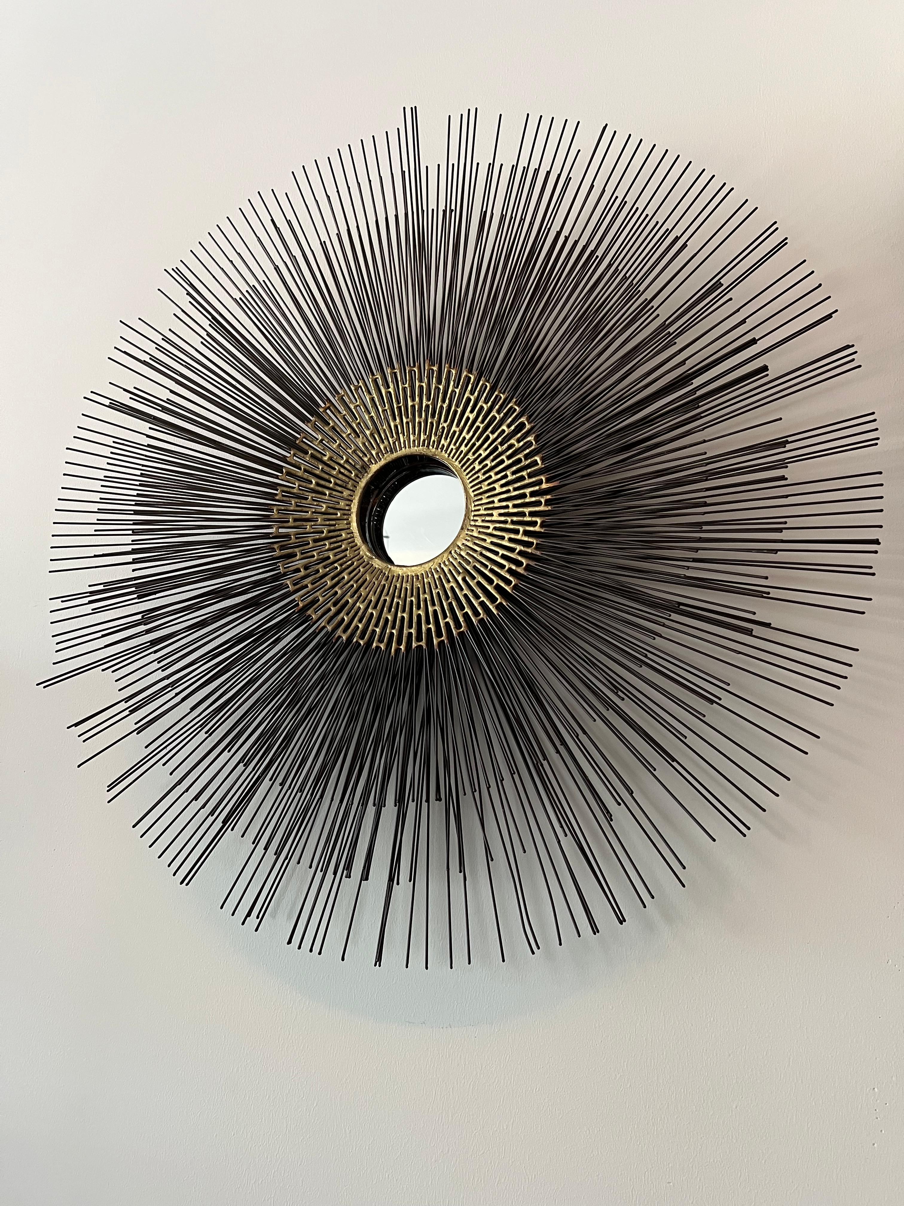 Miroir mural brutaliste Sunburst de William Friedle, 1970 en vente 5